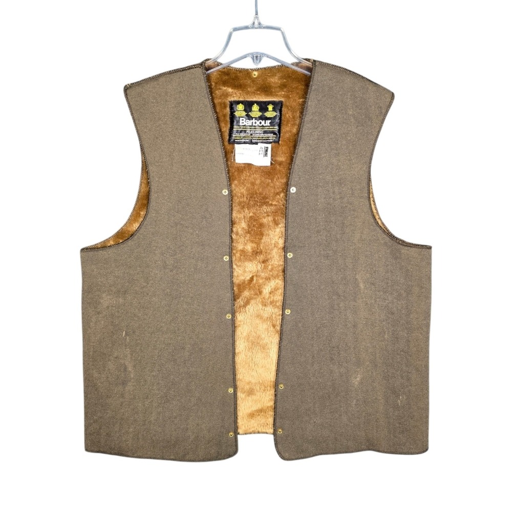 Barbour A297 Pile Lining Mens 42 Waistcoat Vest Brown Fleece Liner Bodywarmer